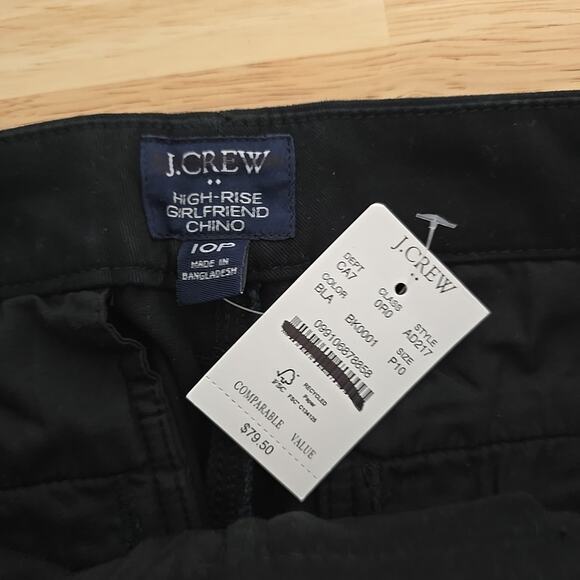 NWT J.Crew Petite Girlfriend Chino Pant Black Size‎ 10P AD217 Tapered Straight - Picture 3 of 9